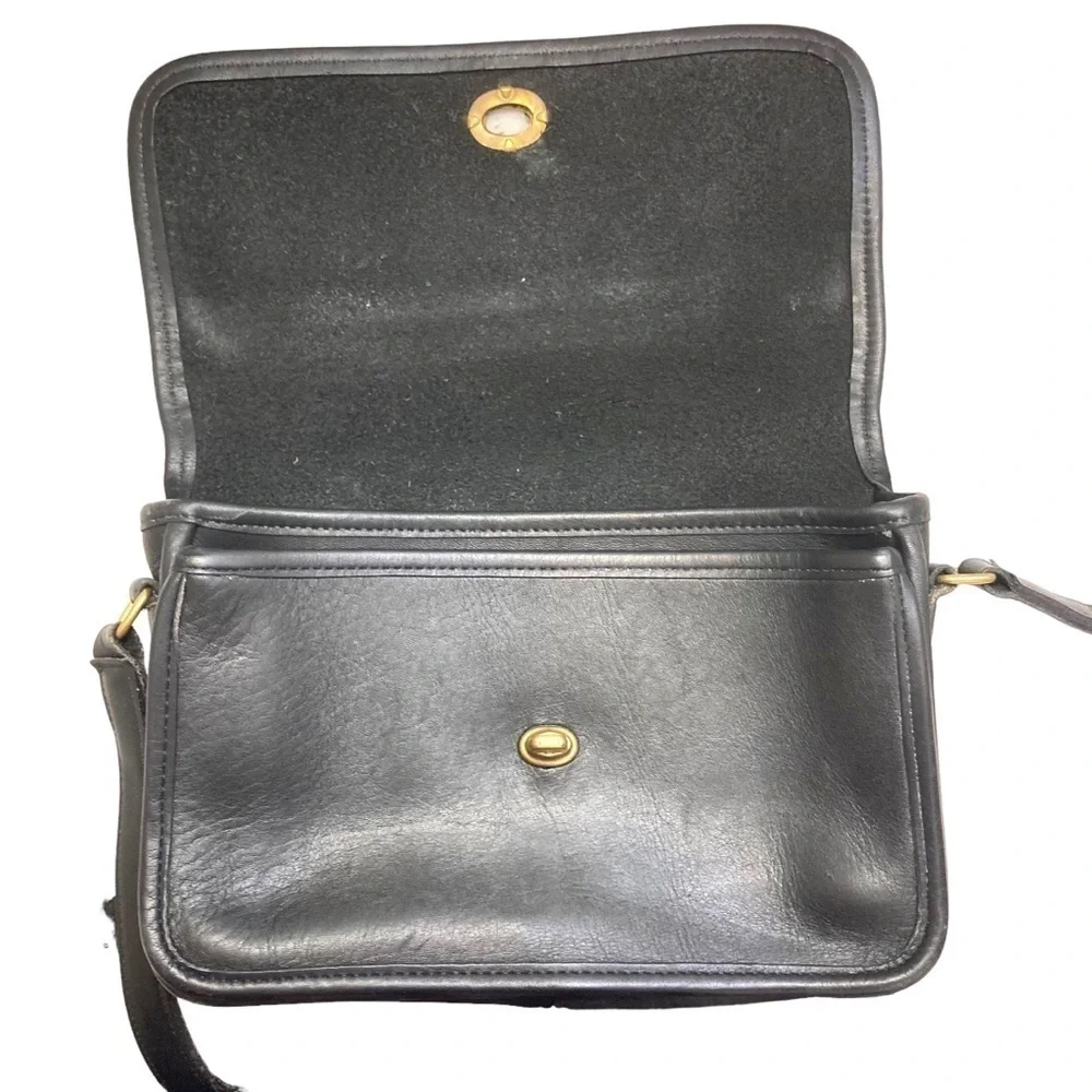 Coach vintage black leather compartment bag